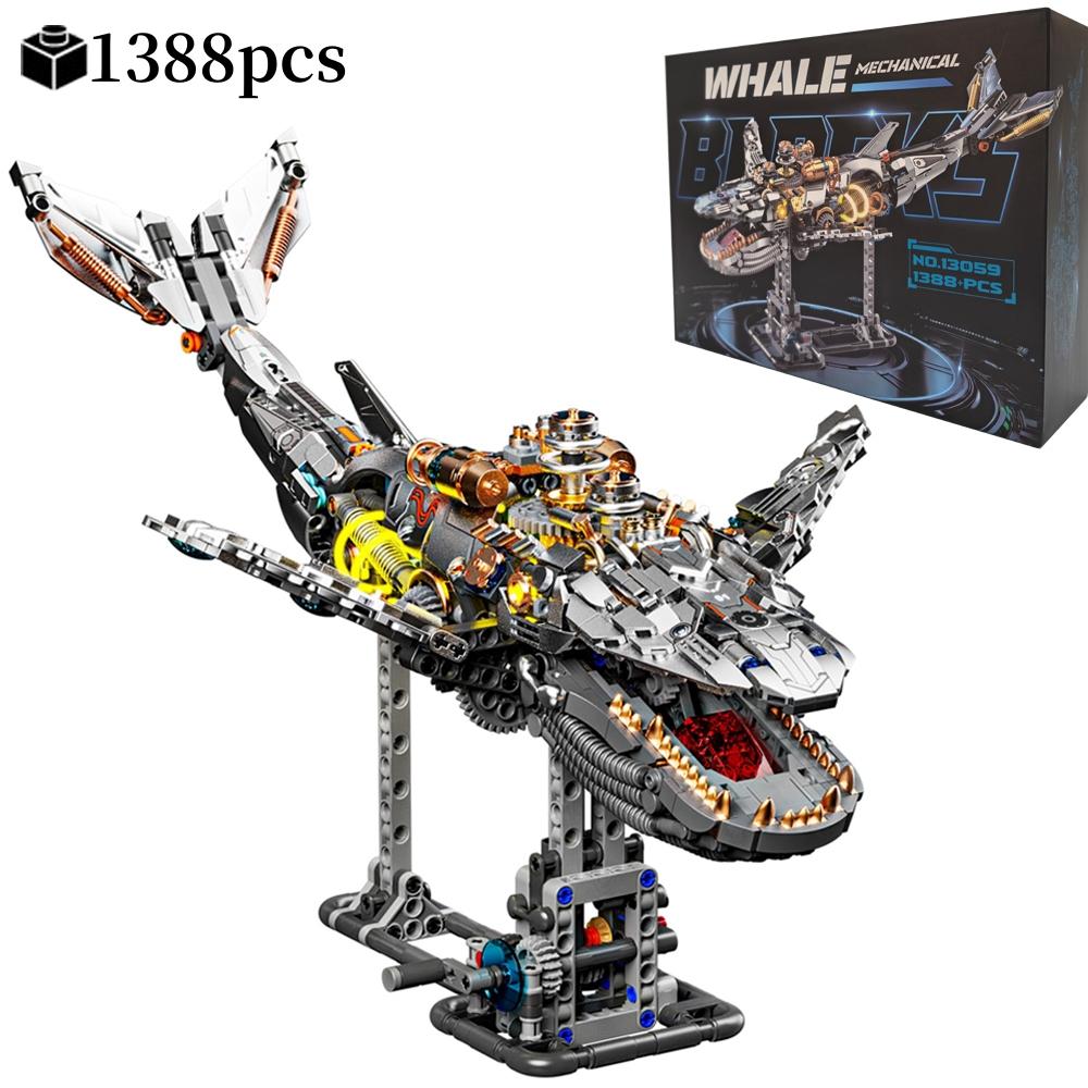 STEM Mechanische Meeresbewohner Bausteine Beweglicher Wal Oktopus Mantarochen Piranha MOC Kreative Desktop-Dekoration Geschenk