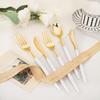 I00000 60 Pcs Gold Plastic Silverware Heavy Duty Gold Plastic Cutlery Super Bowl Party Disposable Silverware Set Includes 20 Go
