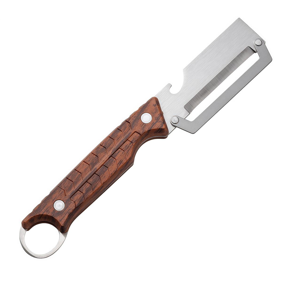 

Овощечистка из нержавеющей стали с деревянной ручкой Прочная Плавная работа для чистки нарезки фруктов и овощей Кухонный аксессуар