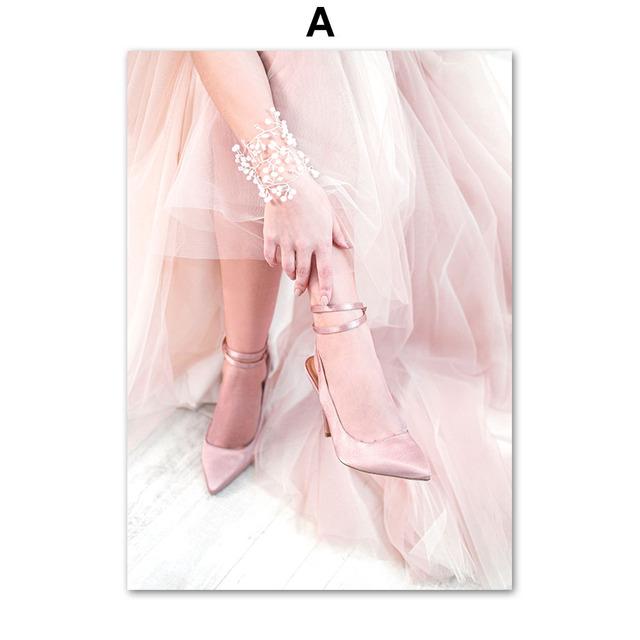 

Розовые туфли на высоком каблуке, духи, кофе, роза, пион, настенная живопись на холсте, постеры на скандинавскую тему и принты, настенные панно для декора гостиной 21cm×30cm NoFrame