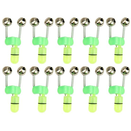 

10Pcs Fish Bait Alarm Luminous Waterproof Metal Fishing Rod Bait Alarm for Night Fishing Pack of 10