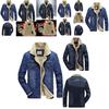 Men's Jean Jacket With Fur Collar Lined Winter Warm Casual Denim Coat M-6xl