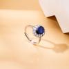 Silve Gorgeous Shiny Stone Blue Zircom Ring For Women Engagement Wedding High Quality Fine Jewelry  Copper