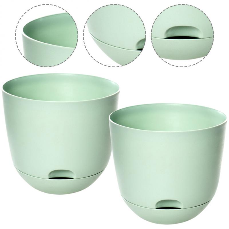 2 Pcs Outdoor Large Self Watering Flower Pot Plant Saucers for Outdoors Planter with Drainage Holes