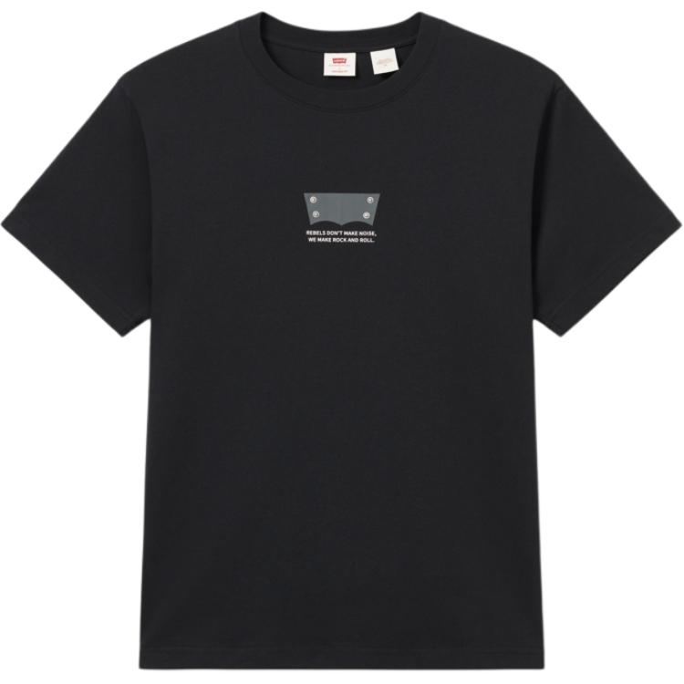 Levis Loose Casual Comfortable Ribbed Round Neck Short Sleeve T-Shirt Men Tops Black 002X5-0000