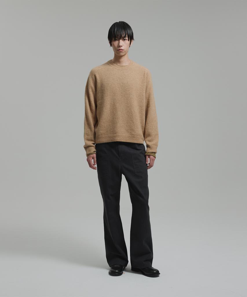 NONBLANK Mohair Wool Blend Crop Round Knit_Beige