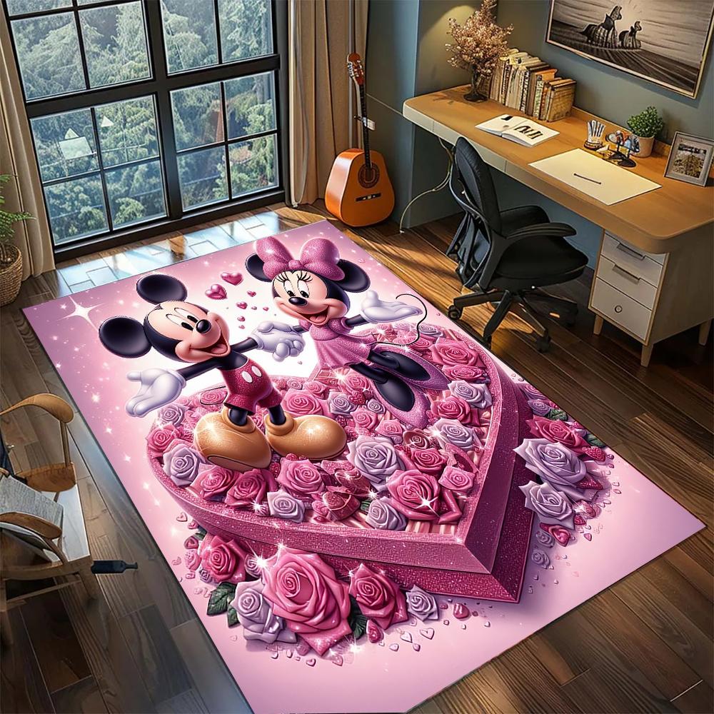 Mickey & Minnie: Retro Pop Rug Carpet Large Area Rug Non Slip Washable Floor Mat Gamer Room Bedroom Home Decor