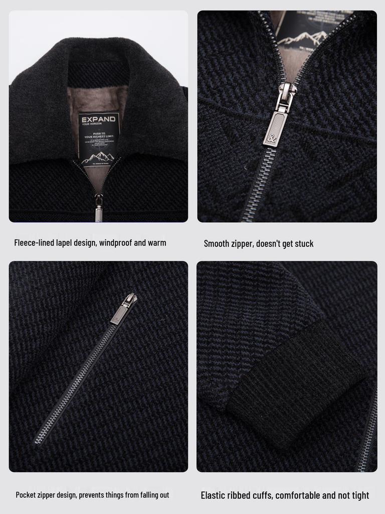 Dad's 2025 Winter Fleece-Lined Lapel Coat for Middle-Aged and Elderly Men - Thick, Warm Cotton Jacket for Grandpa