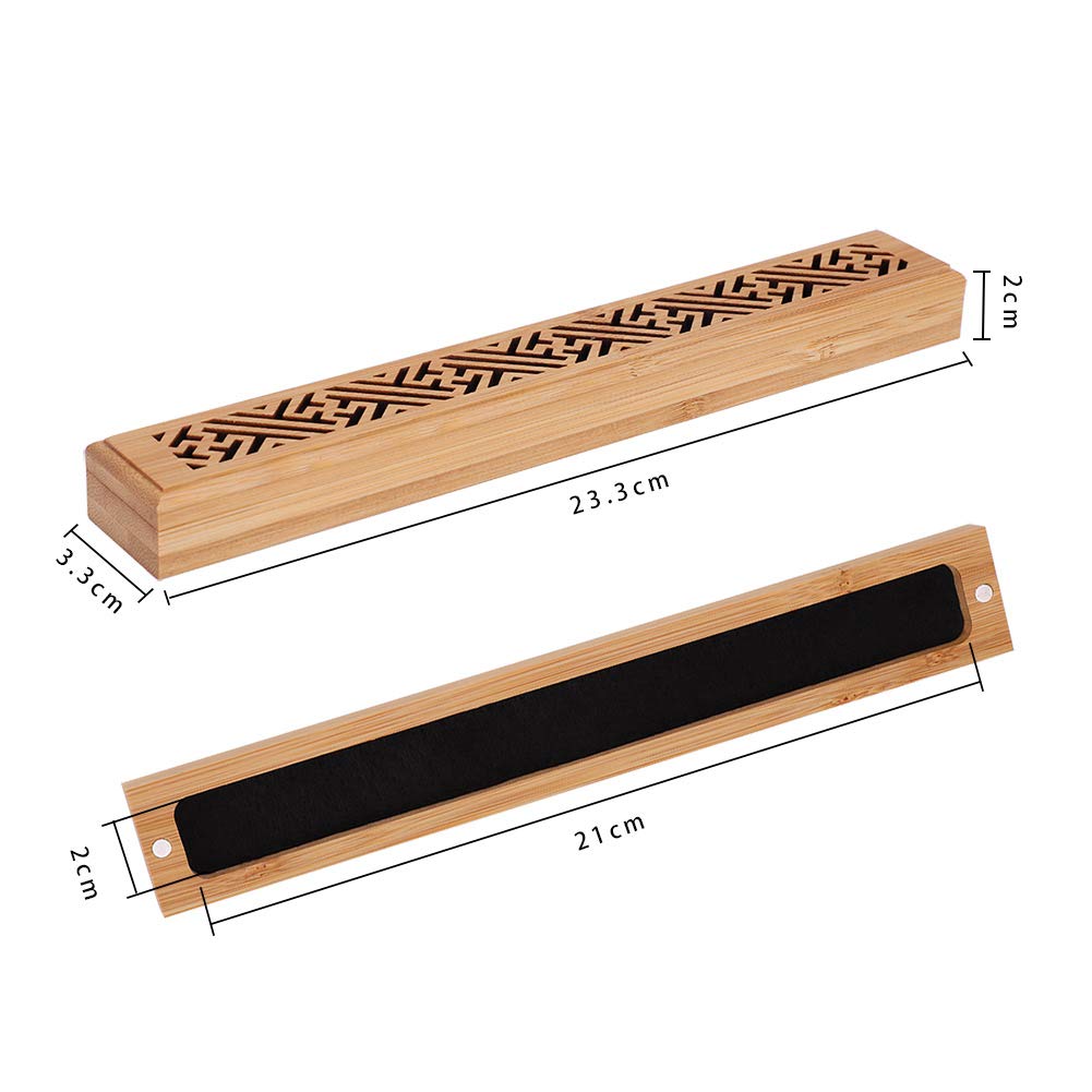 Horizontal Incense Burner, Incense Stick Burner, Incense Dishes, Made of Camphor Bamboo with Non-flammable Cotton and Lid, Wooden Incense Burner,