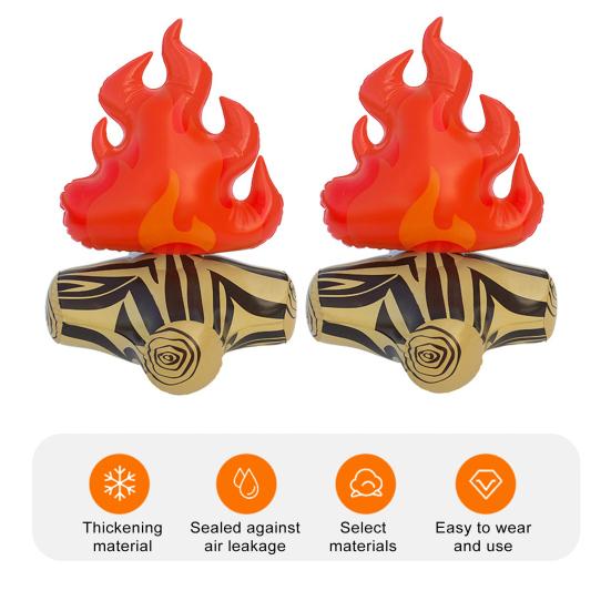 2Pcs Inflatable Fake Campfire Props Camping Party Scene Decoration Inflatable Bonfire Firewood Ornament Campfire Model Toy for Kids Boys Girls