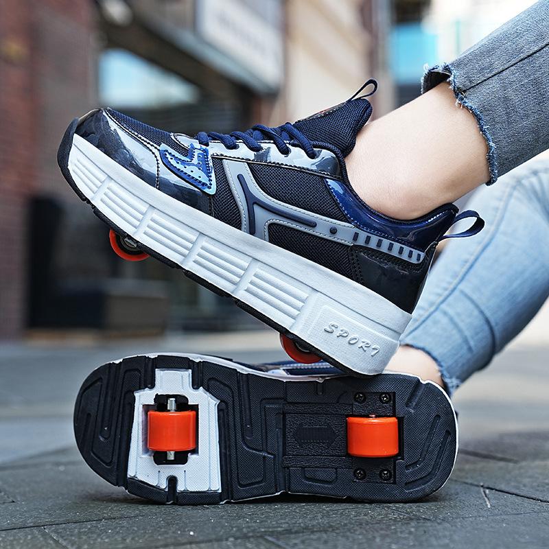 Two Wheels Children's Roller Skate Shoes For Kids Boys Girls Sports Sneakers Walking Running Wear-resistant Casual Skateboard