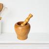 Kitchen Wooden Mortar and Pestle Set Garlic Ginger Grinder for Fresh Mustard XL