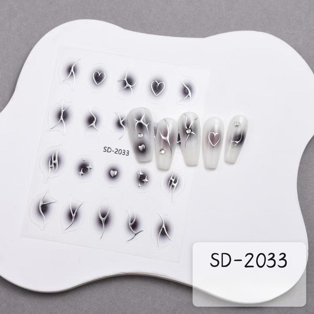 New Silver-scalding Line Flame Nail Art Sticker Metal Mirror Irregular Sticker Cool Nail Decal Decoration