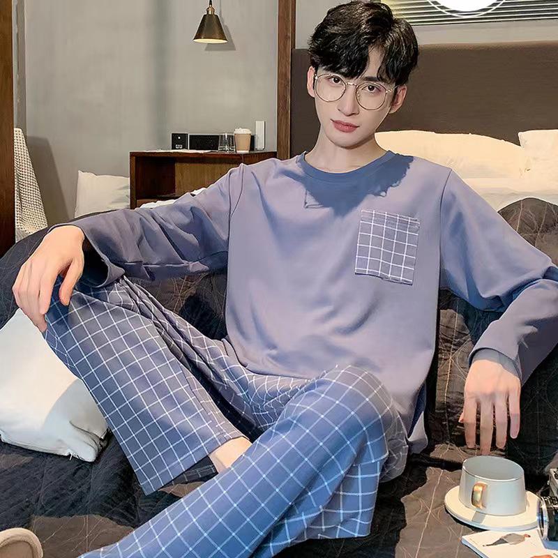 Herren Langarm Pyjama Set, Frühling/Herbst Freizeitstil, Draußen tragbar