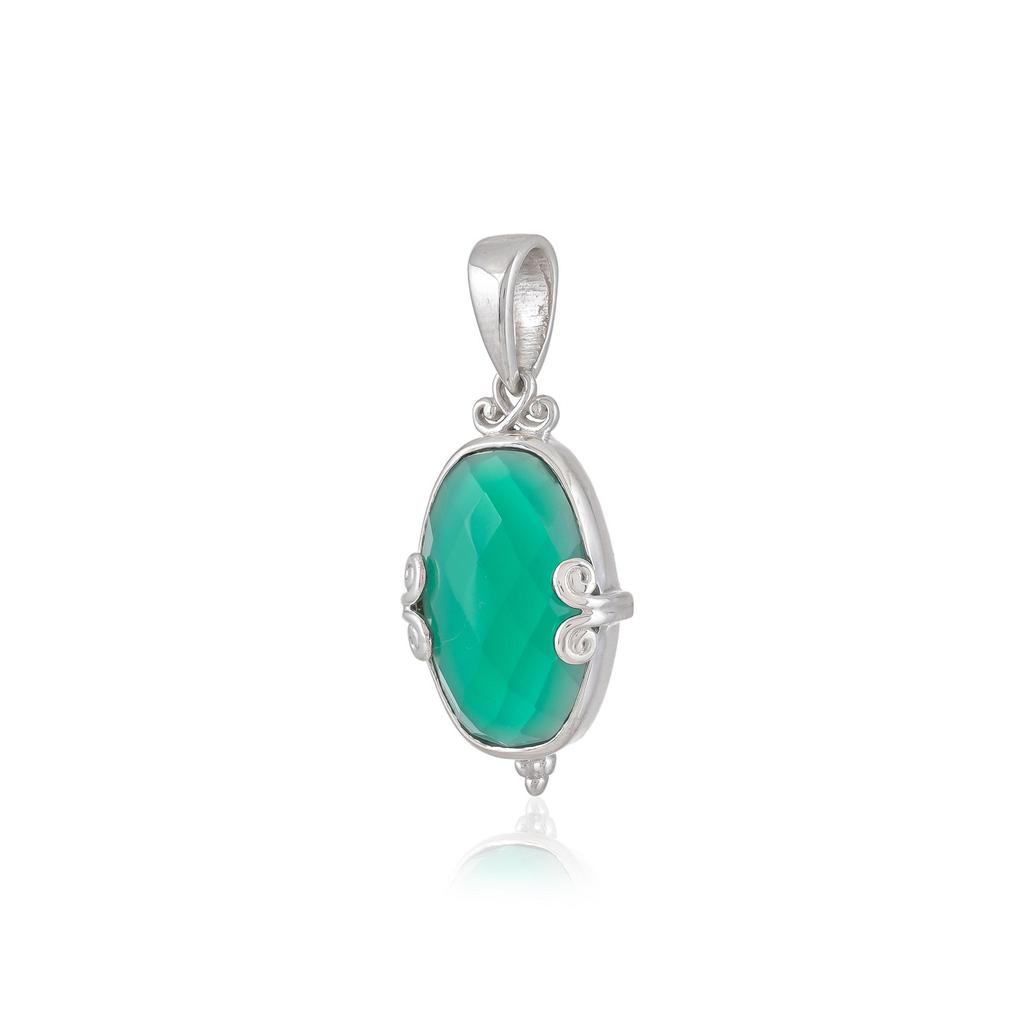 green onyx handmade Pendant 925 silver womens pendant zivori jewelry