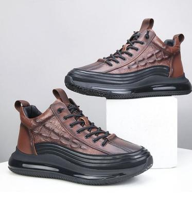 2024 Men Sneakers Fashion Lace Up Casual Platform Vulcanized Shoes Male Anti-slip High Heels Running Shoes