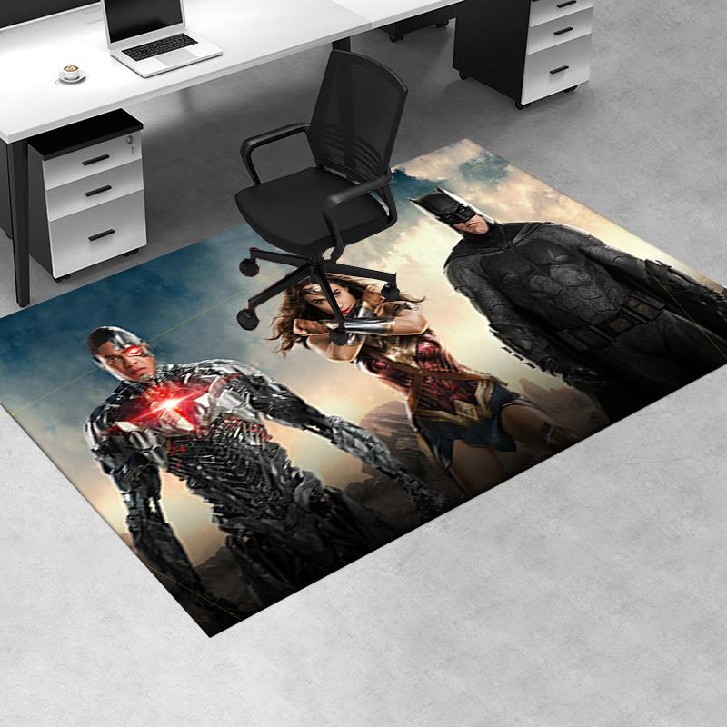 

Justice League Movie Poster Wall Art Print Office Mat Home Decor Office Desk Chair Rugs Chair Carpet for office Chair Mat Gift For Halloween 60cm by 90cm
