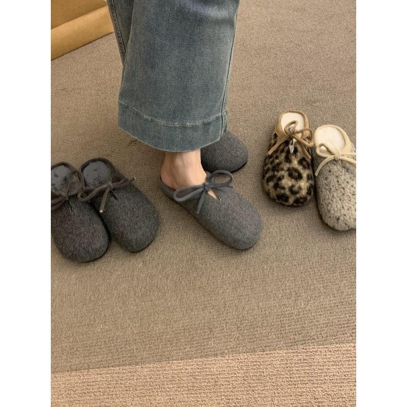 Thick-soled fluffy slippers wear Mori soft flat-soled one-pedal velvet cotton Birkenstocks