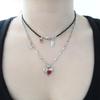 821WEBSERVICE Twinkle Cubic Heart Necklace (red)