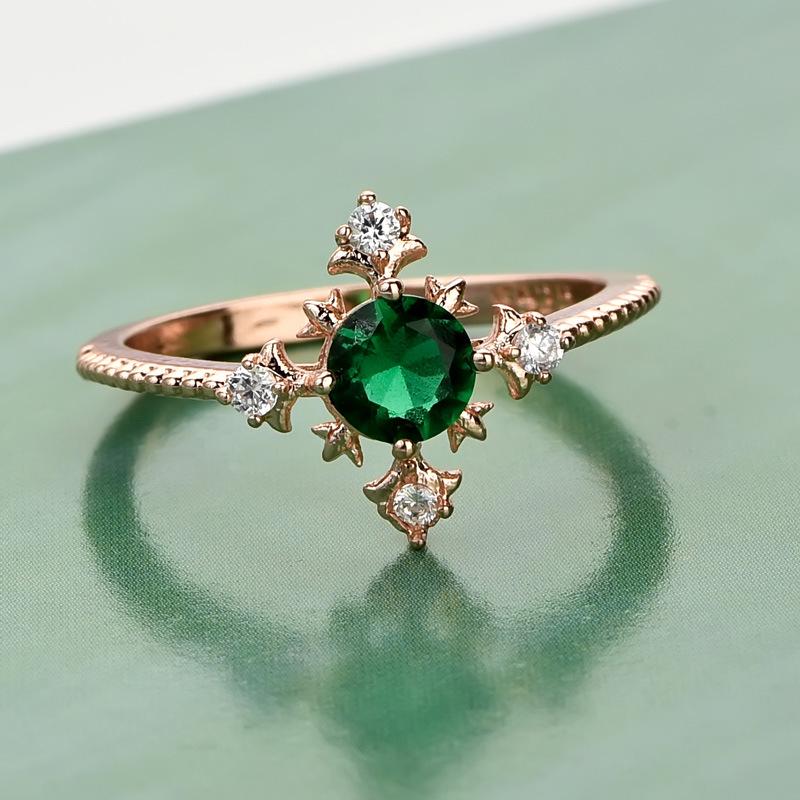 Elegant Green Zircon Copper Ring - Perfect Christmas Gift for Her