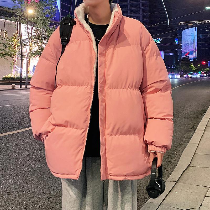 

Простая двухсторонняя куртка с хлопковой набивкой, зимняя бархатная утолщенная куртка с хлопковой набивкой для мальчиков, подростковая куртка с лацканами, куртка с хлопковой набивкой 5XL розовый