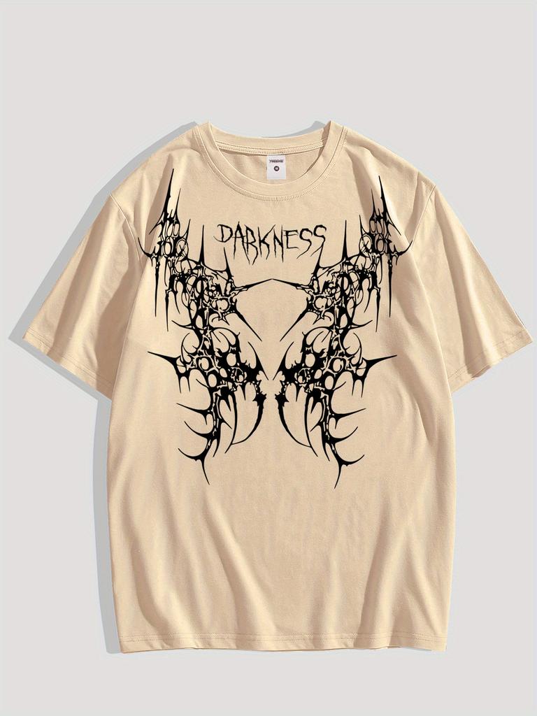 Men's Graphic Tee - Casual & Loose Dark Academia Short Sleeve T-Shirt Oversized Baggy Tops T-Shirt Black