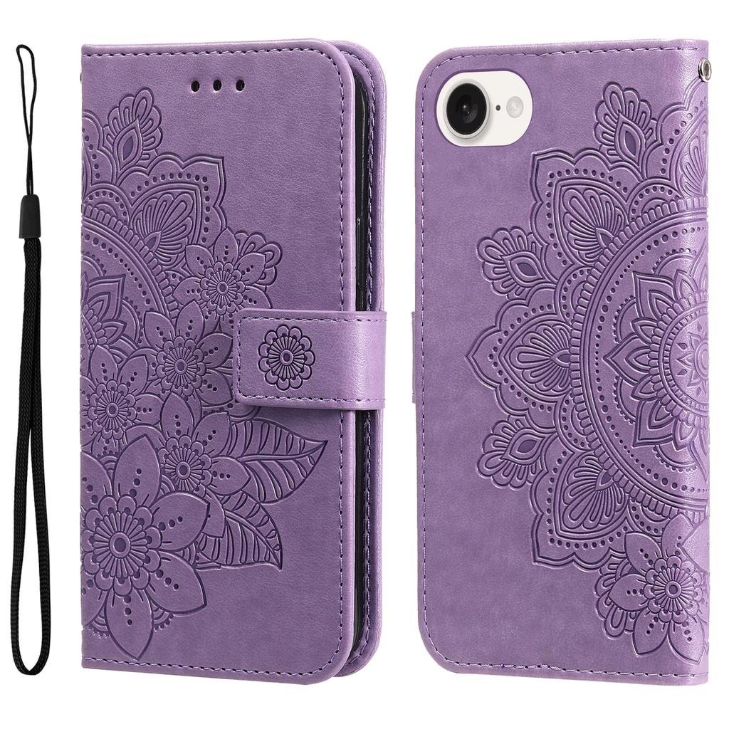 For iPhone 16e Case Floral Pattern PU Leather Wallet Stand Phone Cover