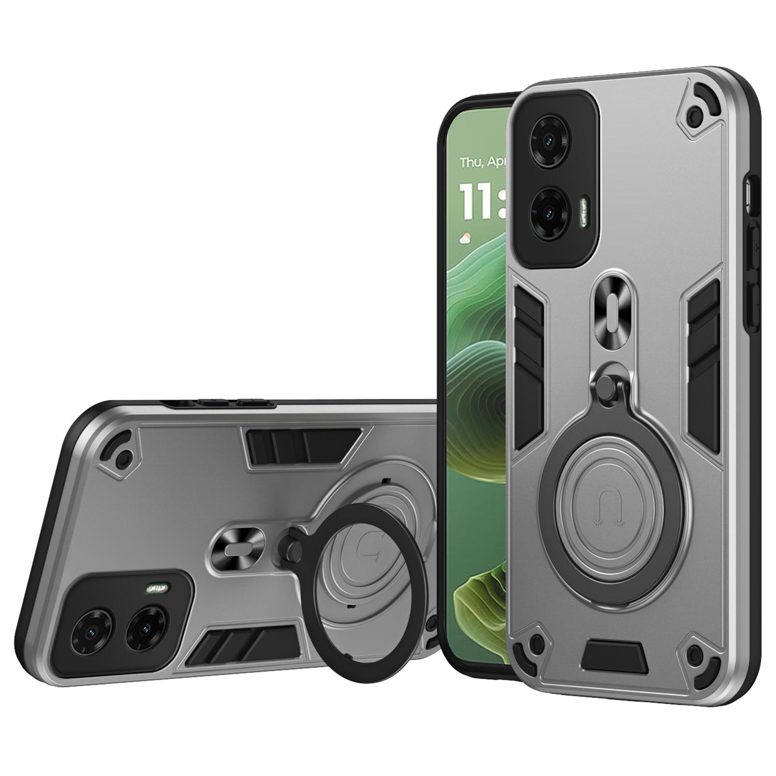 

Чохол для Motorola Moto G35 5G з обертовою підставкою, захистом від падінь, ПК+ТПУ, чохол для телефону Silver