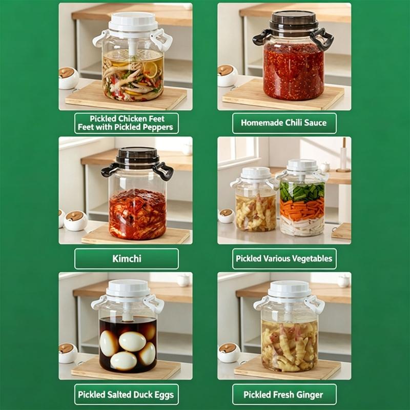 Kitchen Storage Container For Pickle Fermented Foods And Dry Ingredients In Plastic Materials