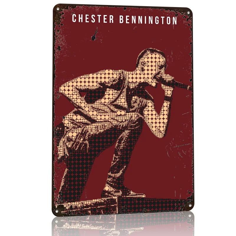 Chester Bennington D Printed Texture Poster Personalized Wall Art Retro Metal Tin Signs for Modern Home Decoration Luxury House