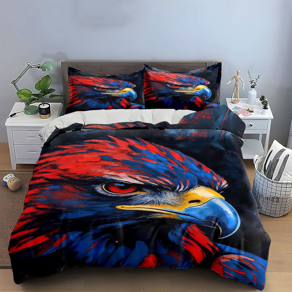 Red-and-blue Eagle Face. Bedding Sets Duvet Cover Sets Duvet Covers Pillowcases(1 * Duvet Cover 2 * Pillowcases, Without Duvet Insert)