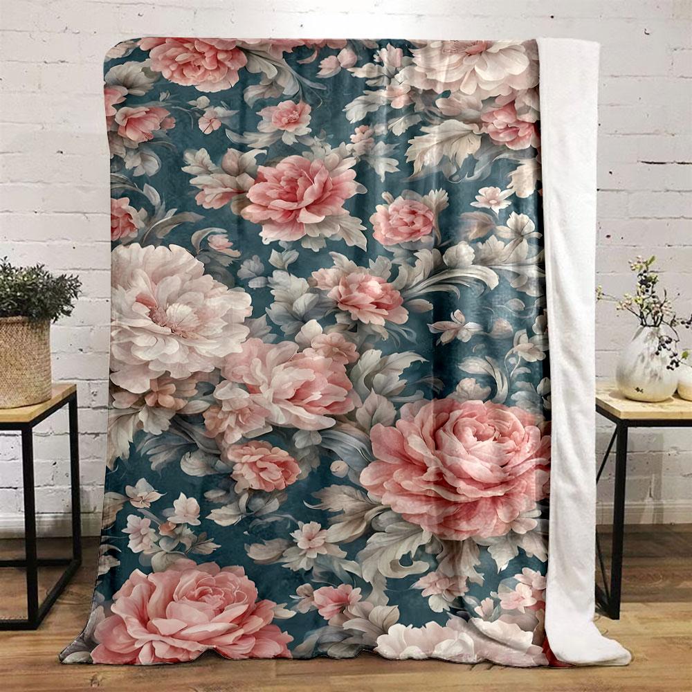 Vintage Floral Blanket bedroom Blanket for Livingroom Couch lunch break Soft throw for Friend's festival Gift