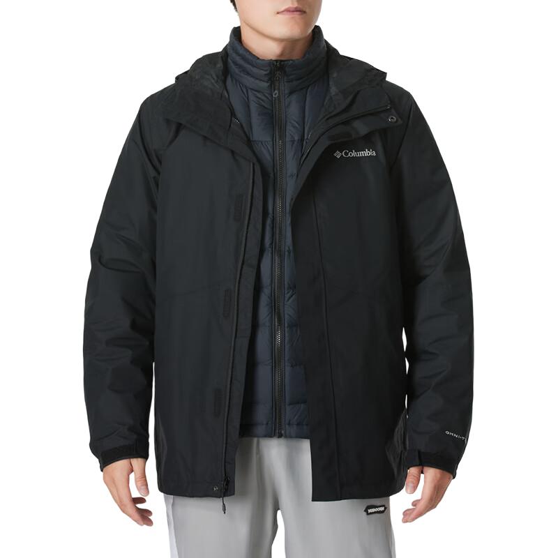 Columbia Hiking Omni-Tech Waterproof Thermal Reflective Technology 700 Fill Comfortable Three-In-One Detachable Down Jacket Men Jacket XE5418-010