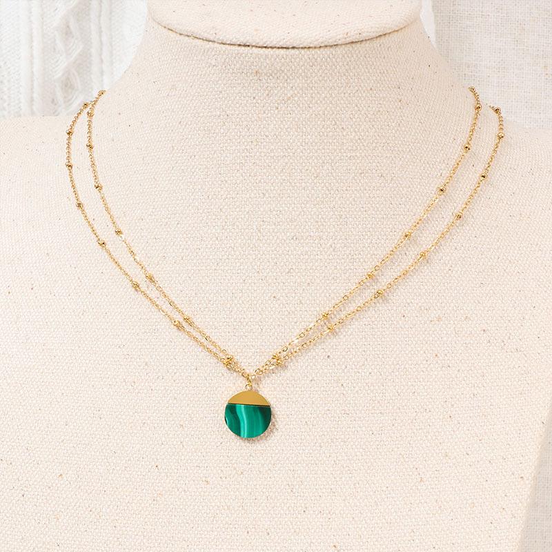 

Ретро Популярный Сращивание Цвет Натуральный Камень Ожерелье Геометрические Круглые Серьги Комплект