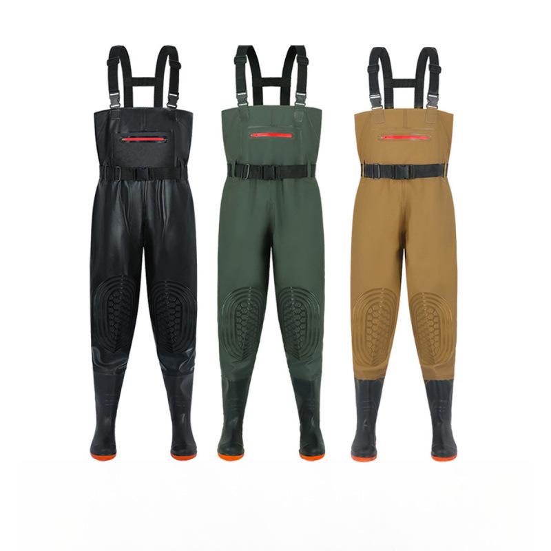 Camouflage Waterproof Wading Pants with Integrated Boots for Fishing
