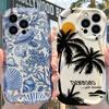 Sunset Coconut Tree Case for iPhone 17 Air 16 E 15 14 Plus 13 12 Mini 11 Pro Max Liquid Silicone Shockproof Soft Covers Funda