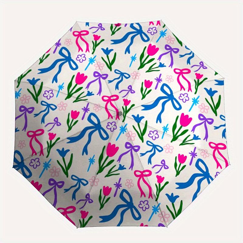 

1pc Floral Pattern Automatic Folding Umbrella, Portable & Foldable Design with 8 Ribs, Casual Outdoor Accessory yy250729045