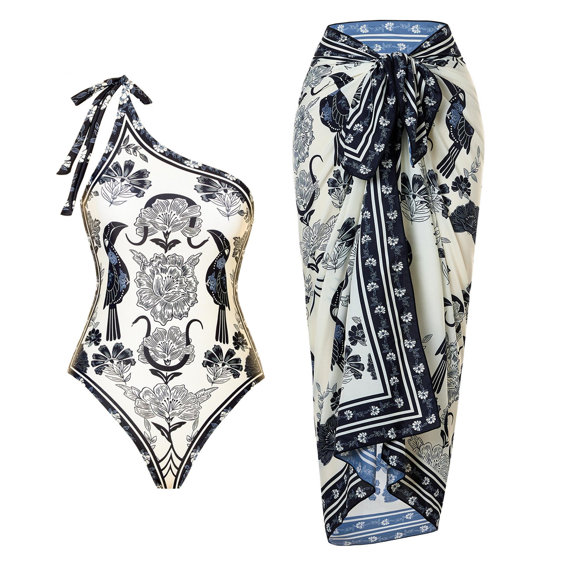 

Новый сексуальный слитный купальник из двух частей с косыми плечами, женский шифон, юбка, купальник XL