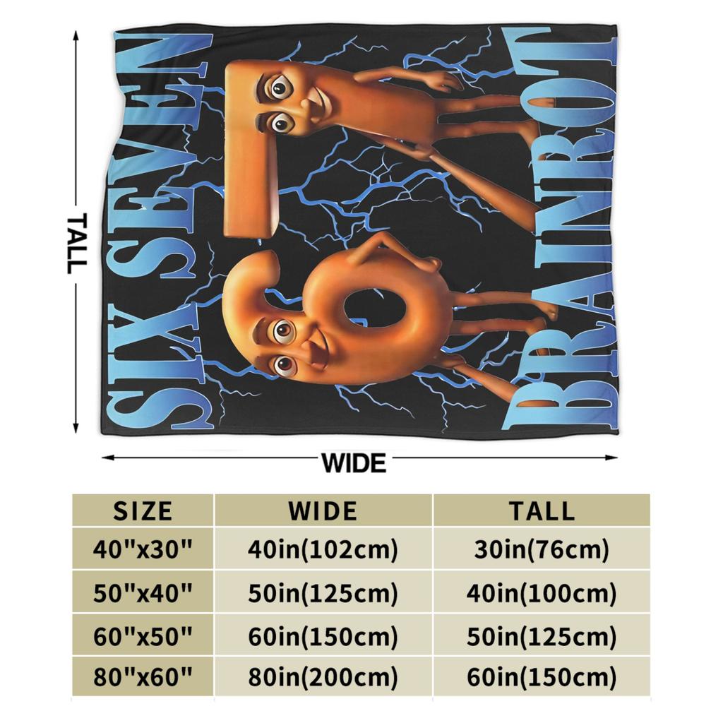 Soft Blanket 67 Meme Italian Brainrot Tung Tung Sahur Six Seven Throw Blanket  Flannel Bedspread For Home Decor Sofa Bed Cover