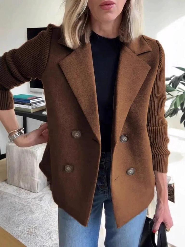 2025 European & American Women's Woolen Suit Collar Casual Top Coat