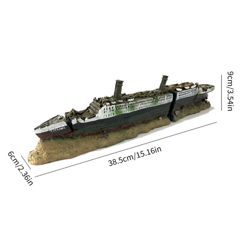 Resine Titanics Nave Sommersa Accessorio Acquari Autentiche Decorazione Scena Sottomarina Elementi Centrali per Acquari
