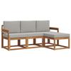 Outdoor Sofa Set with Cushions 4 Pcs Natural and Light Grey