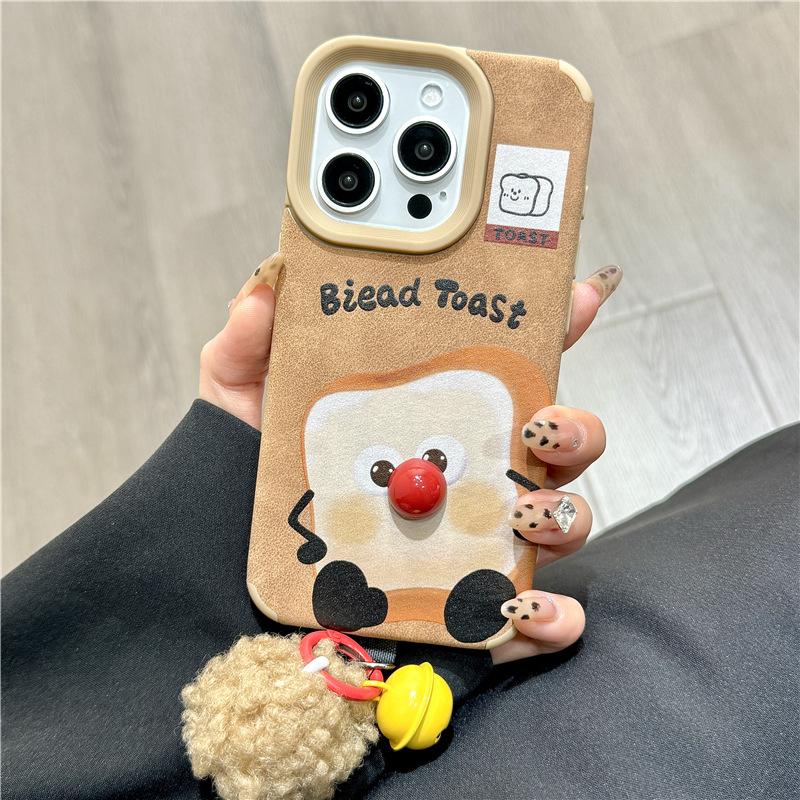 

Cartoon Toast Bread Brown Leather for IPhone16promax for Apple 14 Phone Case 15 Silicone Anti-fall 13 For Apple XS