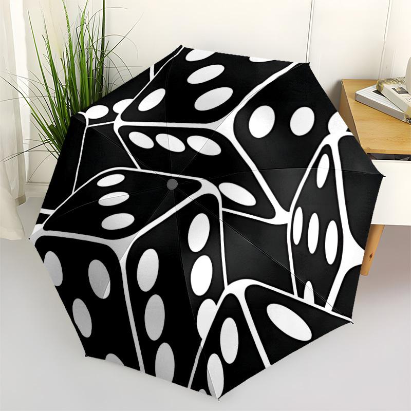 1pc Dice Pattern Automatic Open/close Umbrella, 8-Rib Sturdy Structure, Auto Folding/Opening, Portable Travel Umbrella for Women,248