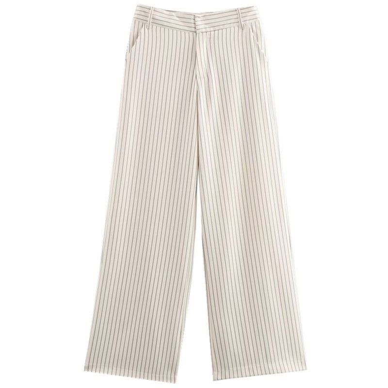 

Fashion Style 2024 Autumn New Women s Clothing All-Match Commute Simple High Waist Striped Casual Trousers 4661501 Figure Color L