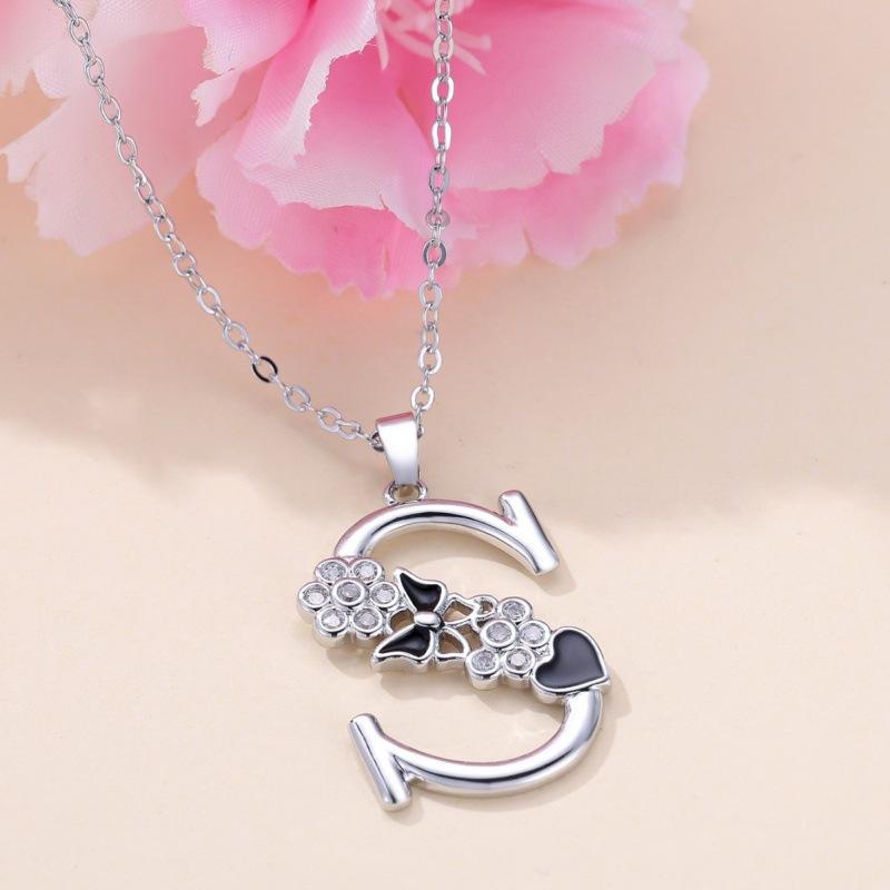 Wish Hot Sale Personalized Versatile White K White Diamond S Letter Necklace