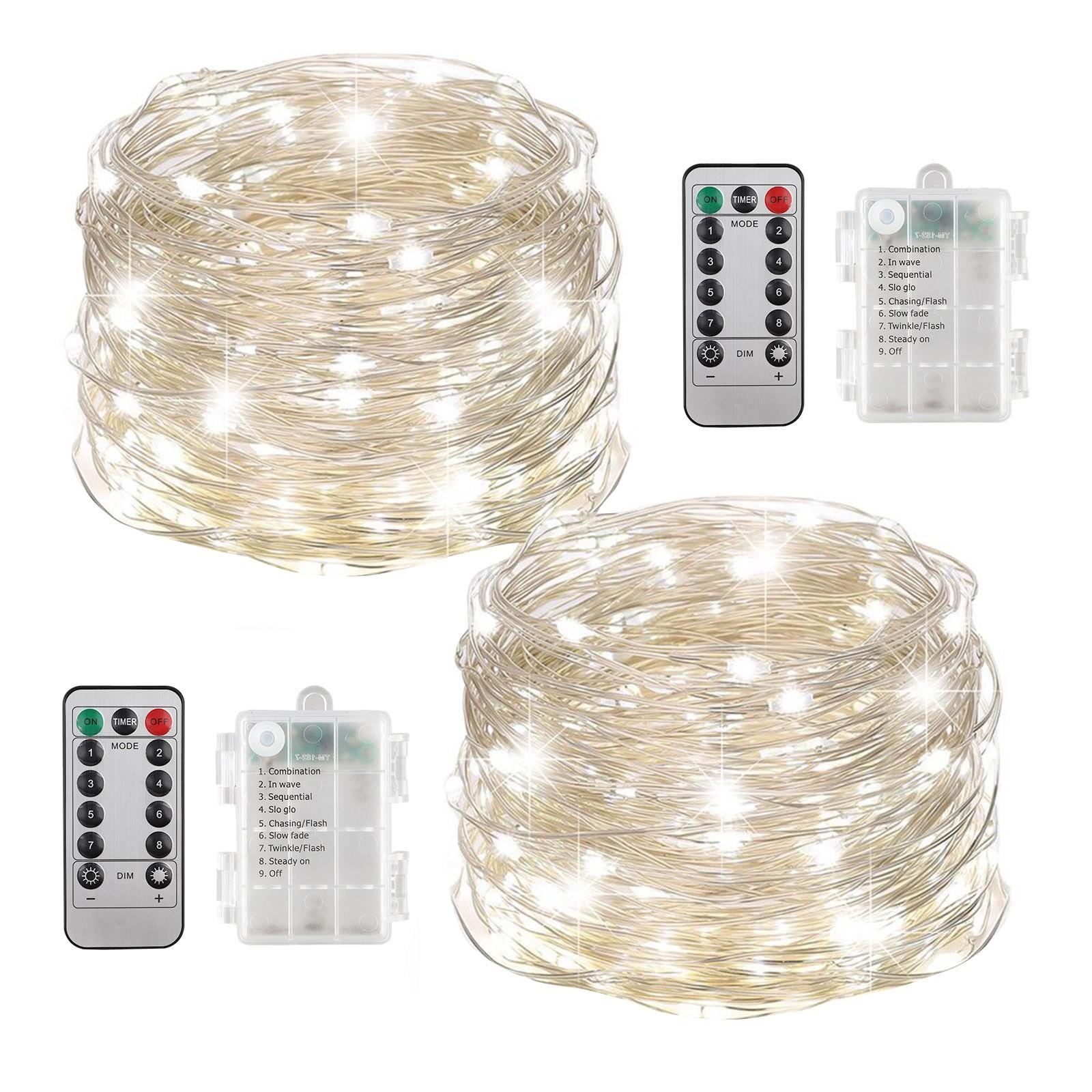 

2шт батарейный блок гирлянды с дистанционным управлением 8 функций для рождественских свадеб в помещении One Size