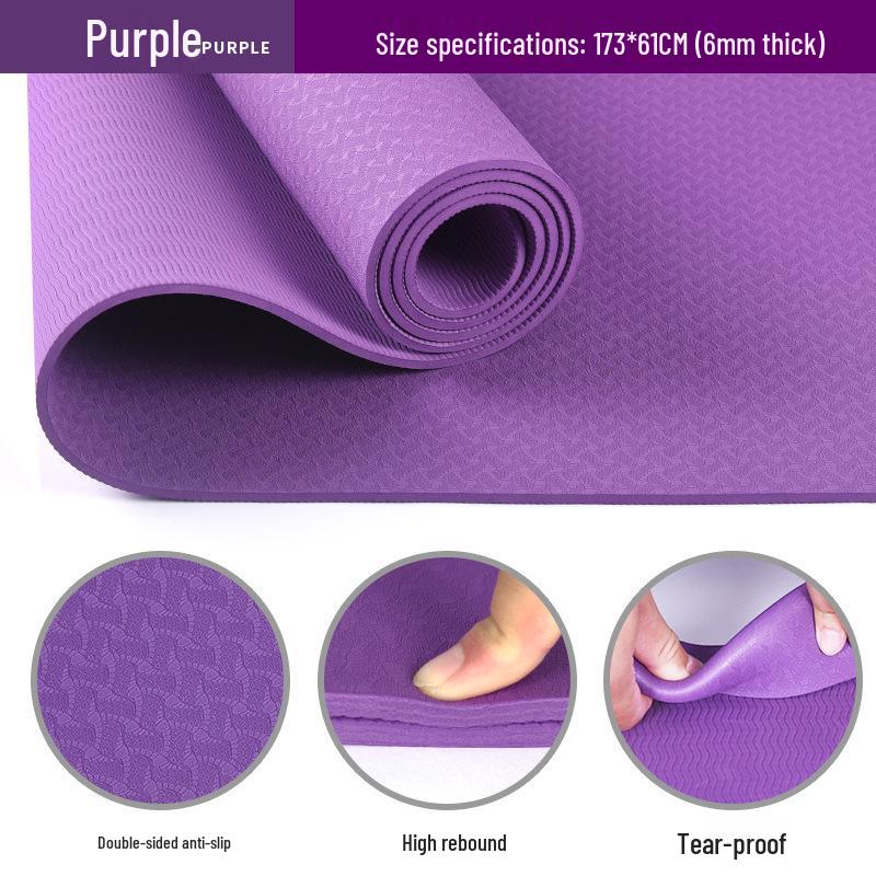 TPE Non-slip Yoga & Dance Mat - Wide, Shock Absorbing, Portable Mat for Home Fitness Beginners
