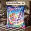 Unicorn Theme Throw Blanket Custom Name Text Personalized Blanket Soft Cozy Blanket for Home Sofa Bed
