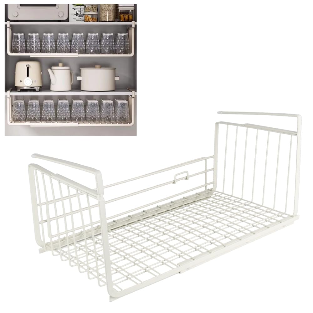 

Hanging Kitchen Rack, Storage Shelf, Tool-Free, Width 36cm-60cm, Extendable, For Dressing Room, Towels, and Miscellaneous Storage